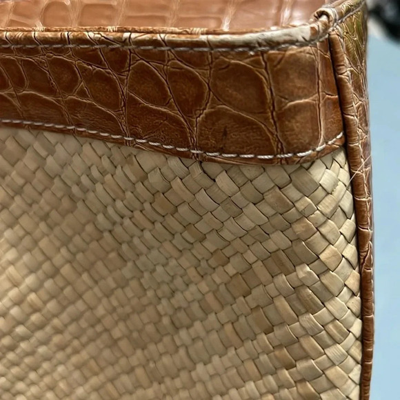 Gorgeous Vintage Liz Claiborne Straw and Faux Snake-print leather purse. 90s-Y2K - Picture 9 of 12